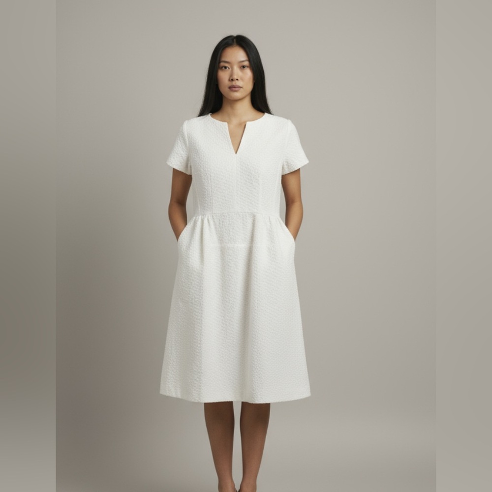 Orla Kiely Textured Fit and Flare Dress Size 4 Small Keyhole Bridal Dress